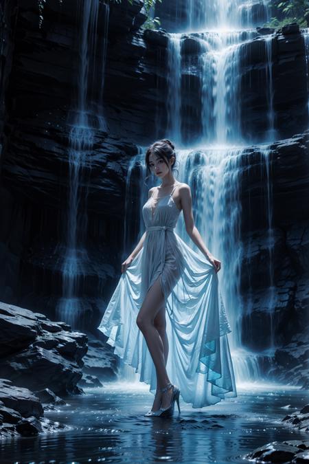 Blue fluorescent waterfall fluorescent waterfall