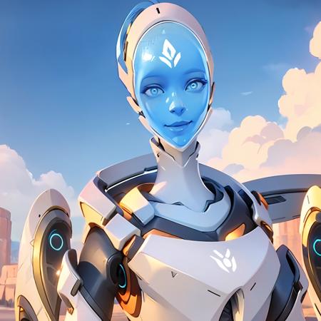 eco echo overwatch blue face robot omnic female