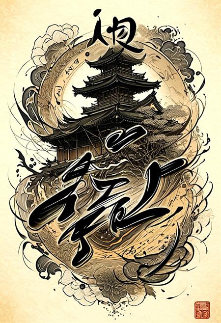 (masterpiece, top quality, best quality), extremely detailed background, good composition, good anatomy, perfect lighting, good shading, zen calligraphy, (realistic:1.3),
