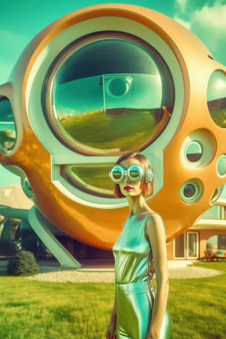 <lora:Filip Hodas Style:1>Filip Hodas Style - a woman from the future year 3427 is standing in front of her fantastic house, looking cheerfully into the lens, photographed with a super modern camera