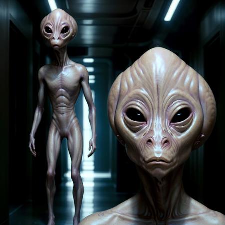 photography of an alien sgasgard portrait, realistic, movie scene, cinematic, dramatic light, back light, standing in a corridor <lora:sgasgard1n2:1>