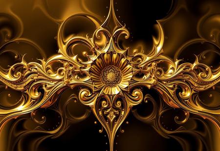 avant-garde , abstract, fractal , gold and chrome