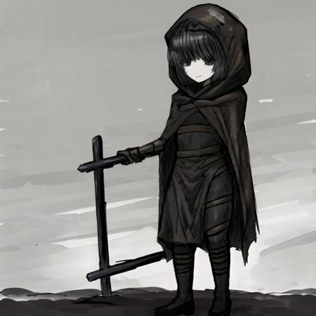 miranda, (multiple belts:1.3), brown belts on outfit, standing, full body, back, smile, black hair, black eyes, black dress, black gloves, (brown:1.2) hooded cloak <lora:miranda:0.9>, nice hands <lora:blackSouls_5:0.7>