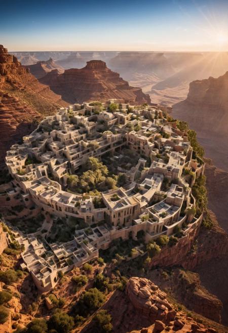 (The colonial city of the future, in the mist-filled Grand Canyon, on an unknown Earth-like planet, 2 moon on sky, Spaceship flight connects colonies:1.3), (Richard Meier:1.2), (Mario Botta:1.3), (avant-garde, future, reality, science fiction, photorealistic), (modern architecture:1.2), 
(Large Files, Ultra Realistic, 8K, 16k, FHD, HD, VFX, Perfect, Photography, composition, Architecture Sales Photography, Architecture Competition, Ultra High Resolution, Cinematography, High Resolution Image:1.1), (dramatic lighting, direct sunlight, ray tracing, clear shadow:1.2),  (real landscape:1.1), (blurred background:1.0), (urban background, more_details) ,
ac_neg1, great lighting, clear, hillscastel, frames