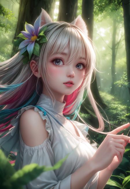 girl in a forest with floating flowers, river, puffy, puffy cheeks, cute,
vibrant colors, colorful art style, 
soft lighting, soft shadows, detailed textures, dynamic lighting, 
nice hands, perfect hands, 
<lyco:GoodHands-beta2:1.0> 
<lora:add_detail:1>