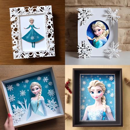 realistic, (best quality, masterpiece:1.3), <lora:COOLKIDS_MERGE_V2.5:0.6>, elsa \(frozen\) , snowflakes decorations, winter, soft light, paper_cut, <lora:KK_paperCut_v5:0.9> ,