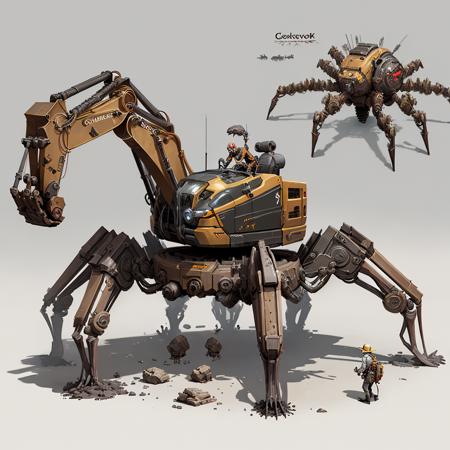 concept art <lora:clockworkspiderV2:.5> , clockworkspider   excavator