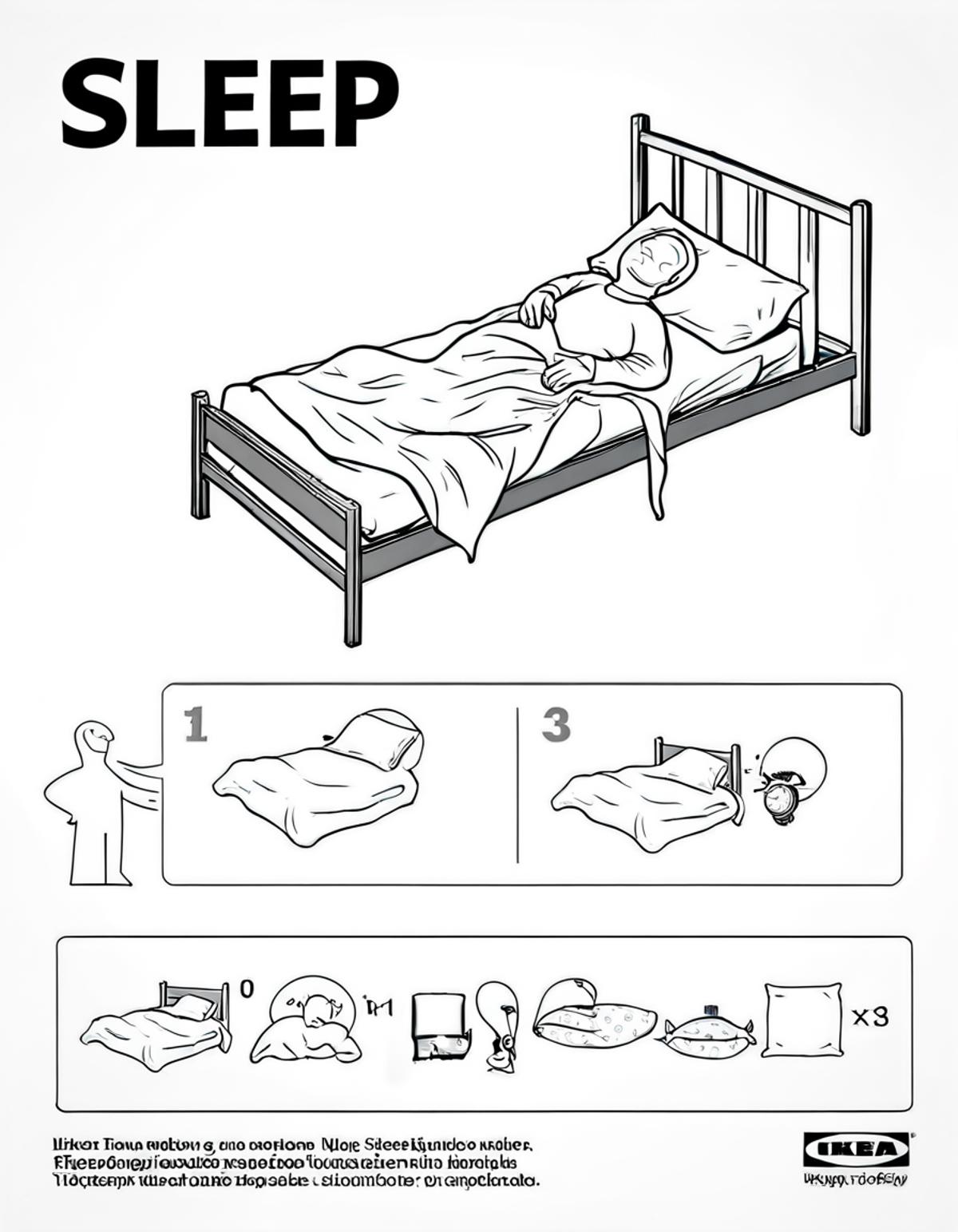 Sleeping Cartoon: A cartoon drawing of a person sleeping in a bed.