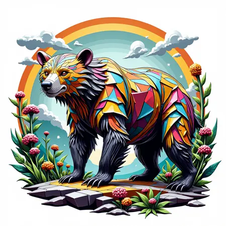 DP Geometric Mosaic Cartoon FLUX