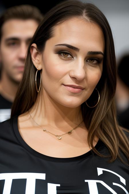 raw photo of a naturally beautiful young woman, in a graphic shirt, at the crowded star wars convention, (people in the background), ((extreme close up)), looking at you in confusion, stunning face, 8k uhd, fujifilm xt3