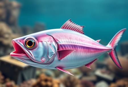 3D,pink big eye tuna fish