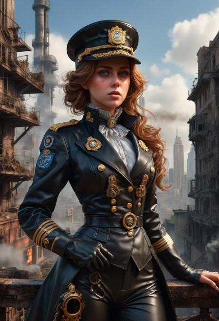 <lora:md2034:0.5> triggering, blood splatter,
poster_\(medium\),  Intense looking but cute and attractive woman smoking an old fashioned pipe, wearing black militaristic uniform and cybernetic monocle stands in front of big stompy mechs with an expansive cityscape in the far distant background, ((it's a glorious future emblem)),  (simple_background:1.3), symmetry,(no_humans:1.3),, (masterpiece:1.3), (best_quality:1.3), (ultra_detailed:1.3), 8k, extremely_clear, realism, (ultrarealistic:1.3),, insane details, intricate details, hyperdetailed, ultra detailed, extreme detailed, highest detailed, high_detail, epic, attention getting, hdr, photorealistic, highres, ultra_high_res, photography, aesthetic, extremely_delicate, ng_deepnegative_v1_75t, Ellis-RealismBoost, epiCRealism