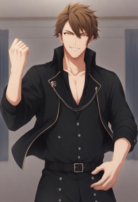 Ryunosuke_Tsunashi,male,muscular,brown hair,yellow eyes,short hair