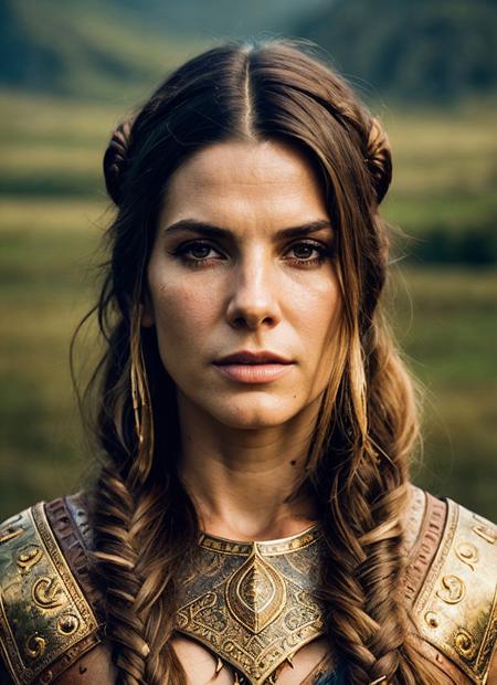 A stunning intricate full color portrait of (sks woman:1) as (viking warrior), (barbarian),  epic character composition, by ilya kuvshinov, alessio albi, nina masic, sharp focus, natural lighting, subsurface scattering, f2, 35mm, film grain, <lora:lora_sandra_v1_from_v1_160:1>