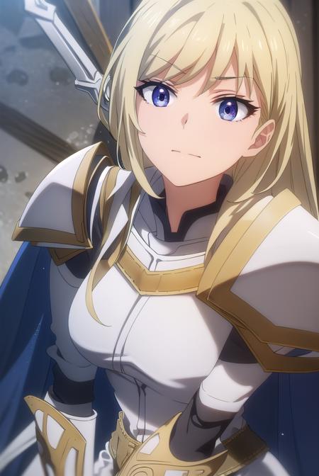 femaleknight, <lora:femaleknight-lora-nochekaiser:1>, 
female knight, long hair, blue eyes, blonde hair,
BREAK weapon, sword, cape, armor, shoulder armor, gauntlets, pauldrons, breastplate, knight,
BREAK outdoors, forest, grass, nature, sky, cloud, sun,
BREAK looking at viewer, (cowboy shot:1.5),
BREAK <lyco:GoodHands-beta2:1>, (masterpiece:1.2), best quality, high resolution, unity 8k wallpaper, (illustration:0.8), (beautiful detailed eyes:1.6), extremely detailed face, perfect lighting, extremely detailed CG, (perfect hands, perfect anatomy),