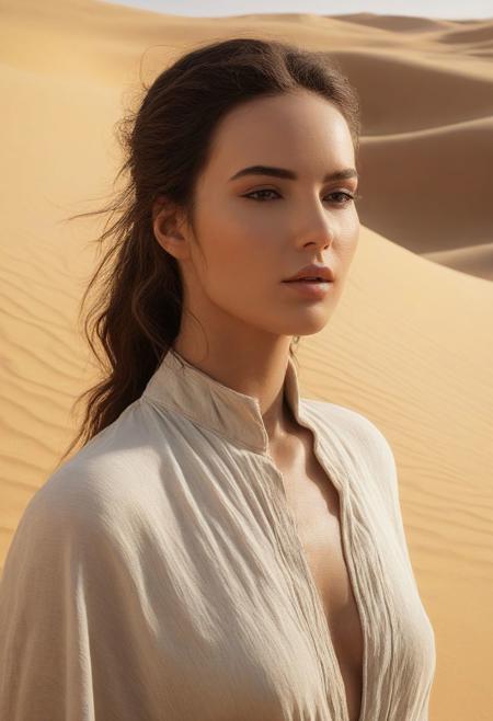 a sexy woman is doing modeling work in the oasis, 8K, realistic, masterpiece,