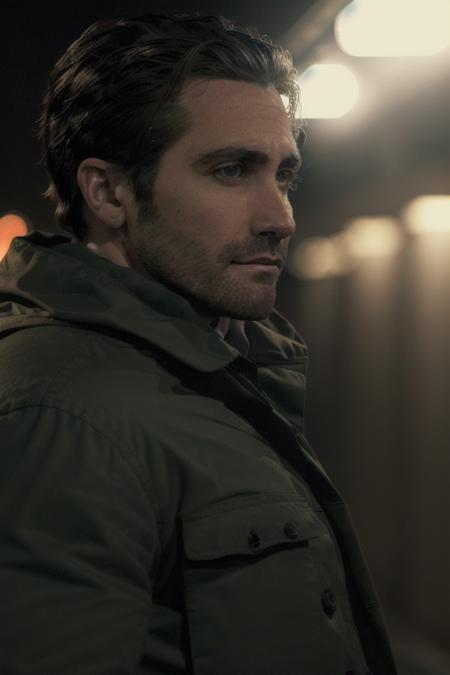 a man in a detective coat, patrolling the street at night <lora:jakeGyllenhall:1>, looking at camera, 8k, raw, uhd, masterpiece, upper body, close up