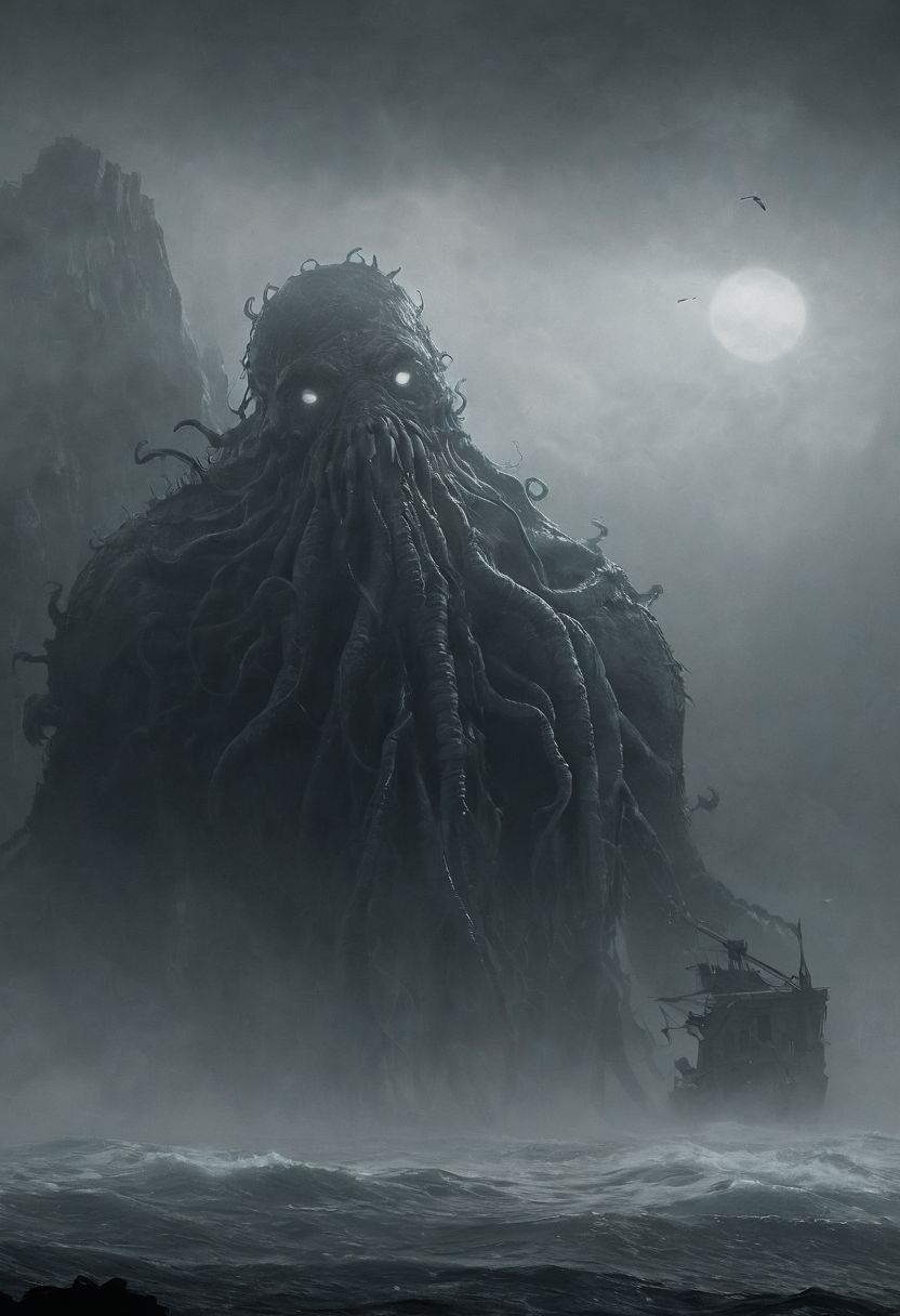 score_9, score_8_up, score_7_up, BREAK
grimdark setting, ocean, cliffside, monstrous lovecraftian horror in the water, rising from the fog, realistic, best quality, horror, ral-chrosc-bw, Style-Volumetric, CS-RBW, VtmArt