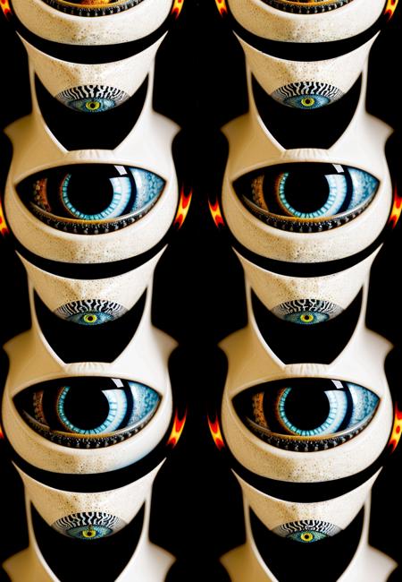 four stacked heads merged together vertically, (((beautiful eyeball in open mouth))), high contrast ink stencil, black and yellow, semi-realistic, graphic novel, ((fractal geometry)), sacred geometry, fibbonacci sequence, holy image, made of porcelain that looks like melting wax,
8k, IMAX camera, depth of field, dust particles, volumetric lighting, hyperrealism, (((extreme texture detail))), f/8, iso 100, masterpiece photograph, caustics, refraction, subsurface scattering, HDR, indistinguishable from reality, mastercraft, professional lighting, minute details, pores, scratches and imperfections, high bit shado depth,