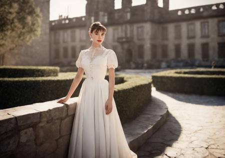 photo of a woman, drHpbrn amazing, wearing an white dress, intrincate clothing, sexy, castle in the background, photorealistic, bokeh, gilm grain
<lyco:Audrey Hepburn_v3.0b-21:1>