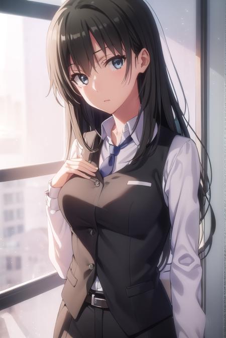 shizukahiratsuka, <lora:shizuka hiratsuka s2s3-lora-nochekaiser:1>,
shizuka hiratsuka, long hair, black hair, (black eyes:1.5),
BREAK necktie, belt, vest,
BREAK indoors, classroom,
BREAK looking at viewer, (cowboy shot:1.5),
BREAK <lyco:GoodHands-beta2:1>, (masterpiece:1.2), best quality, high resolution, unity 8k wallpaper, (illustration:0.8), (beautiful detailed eyes:1.6), extremely detailed face, perfect lighting, extremely detailed CG, (perfect hands, perfect anatomy),