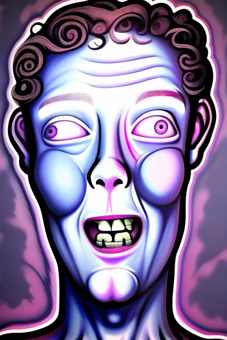 shawn malloy art An illustration of zombie mark zuckerberg, smiling, breathtaking, award winning masterpiece, high resolution, ambient occlusion, gaussian blur, deep focus, vibrant pastel colors