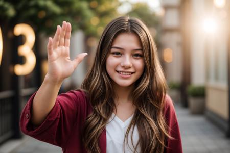 photo of a 18 year old girl,high five,happy,laughing,ray tracing,detail shadow,shot on Fujifilm X-T4,85mm f1.2,sharp focus,depth of field,blurry background,bokeh,lens flare,motion blur,<lora:add_detail:1>,