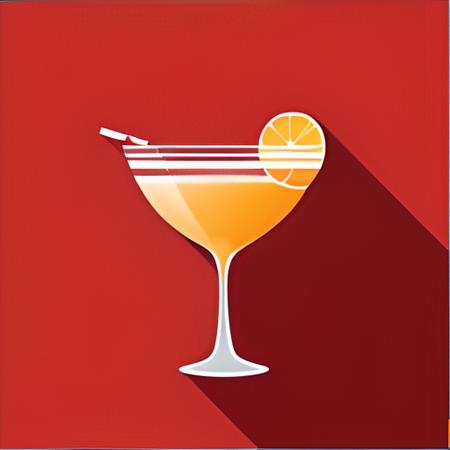 FlatIcon of a cocktail on a red background <lora:flaticon_v1_1:0.8>