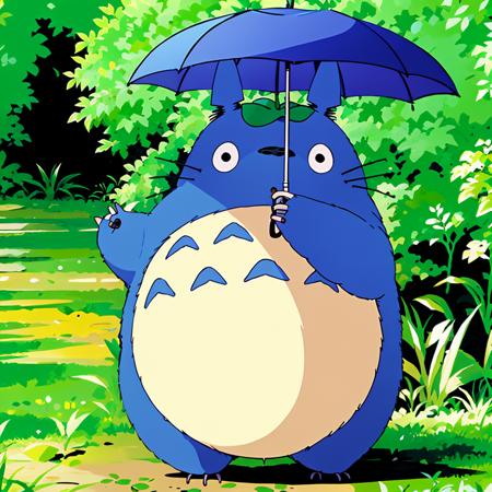 <lora:totoro001:0.7>,solo,
big_totoro,
holding umbrella,leaf on head,