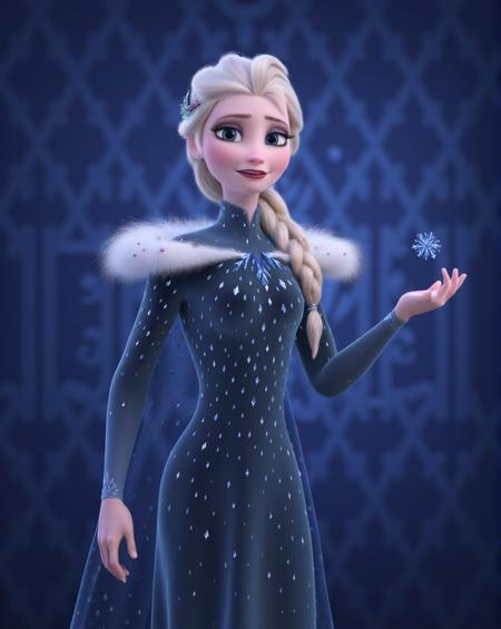 Elsa in bule winter dress