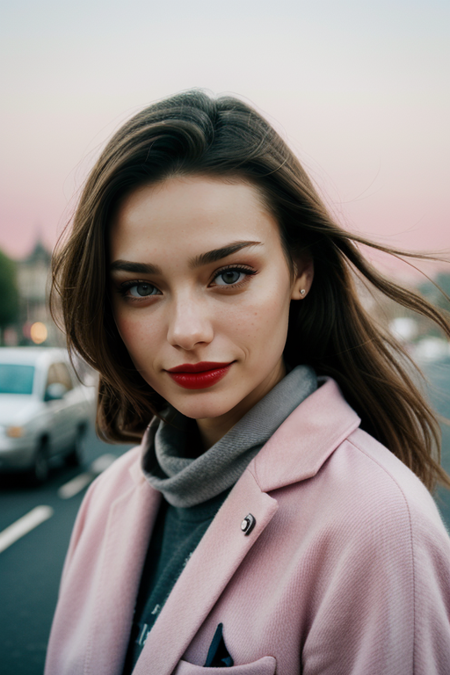 KarolinaGorzala, Paris street scene, street fashion, smile:1.8, laughing:1.3, street photography, ((black slacks, colorful top, bold scarf)), loose long hair, windy, windblown hair, ((red lipstick)), ((slim, fit, lanky, coltish:1.5)), cashmere sweater, luxury, looking at viewer, Hasselblad H6D, 80mm portrait, natural lighting, oiled skin, perfect eye blush, slightly open mouth, long eye lashes, <lora:epiCRealismHelper:0.2>, <lora:hairdetailer:0.3>, ((dawn, daybreak, pastel sky:1.3)), detailed skin texture, (blush:0.5), (goosebumps:0.5), subsurface scattering, RAW candid cinema, 16mm, color graded portra 400 film, remarkable color, ultra realistic, textured skin, remarkable detailed pupils, realistic dull skin noise, visible skin detail, skin fuzz, dry skin, shot with cinematic camera