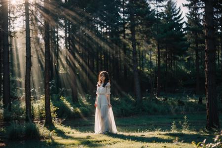 Best Quality,Masterpiece,Ultra High Resolution,(Realisticity:1.4),Original Photo,Cinematic Lighting,
1Girl,light,full body,tindal effect,<lora:Tyndall effect-Light:0.6>,light through the forest,