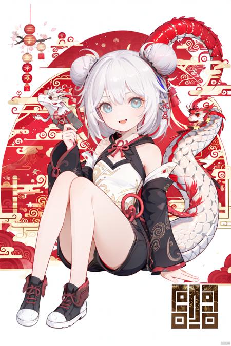 {artist:rella},  {artist:ask(askzy)}, [artist:ningen_mame], artist:ciloranko,  [artist:rei(sanbonzakura)], (hyper cute girl:1.1025),  (flat color,  vector art:1.3401),  Chinese dragon theme,  beautiful detailed eyes,  hyper-detailed,  hyper quality,  eye-beautifully color,  face,  (her hair is shaped like a Chinese dragon,  Chinese dragon,  hair,  Chinese dragon:1.2763),  (1girl:1.2155),  (high details,  high quality:1.1576),  (backlight:1.1576),  high quality,  (title:happy new year 2024:1.3),  (cover design:1.2),  simple background,  cover art,  trim,  album_art,  /,  /,  /,  /,  /,  /,  /,  1girl,  (chibi),  (tangou:1.3),  1girl,  theresa apocalypse,  double bun,  hair bun,  chinese clothes,  blue eyes,  bare shoulders,  bangs,  white short hair,  black shorts, 
/,  /,  /,  /,  (((holding a little Chinese dragon))),  (((sitting,  Chinese dragon on legs))),  [[smile]],  large breast,  dragon,  (((Chinese dragon print))),  (Loong:1.2),  pajamas,  kimono,  bare shoulders,  /,  /,  /,  /,  /,  /,  Chinese text, red_bandeau, year of the loong, loong pattern, lantern,  red background,  ((simple background)),  ((happy new year 2024,  new year theme,  new year,  2024,  gift box, )),  (red decorations on dragon),  ((Chinese new year)),  Chinese knot,  red ornaments,  spring festival,  /,  /,  /,  /,  /,  /,  /,  hair with body,  CTA dress,  CAY leg,  Loong hands,  body with Loong,  dress with Loong,  light particles,  (Hair with Loong:1.2155),  small breast with Loong,  1girl,  small breast,  marbling with hair and clothes,  (original:1.1025),  (arm down:1.1025),  (paper cutting:1.1025),  ------,  Low saturation,  grand masterpiece,  Perfect composition,  filmlight, lightart
, éï¿½,  eastern dragon,  nai3,<lora:EMS-255926-EMS:0.700000>,<lora:EMS-254833-EMS:0.600000>,<lora:EMS-7720-EMS:-0.200000>,<lora:EMS-5034-EMS:0.200000>,<lora:EMS-191421-EMS:0.200000>