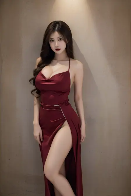 性感红色连衣裙套装2+美女丨Sexy red dress set 2+ beauty