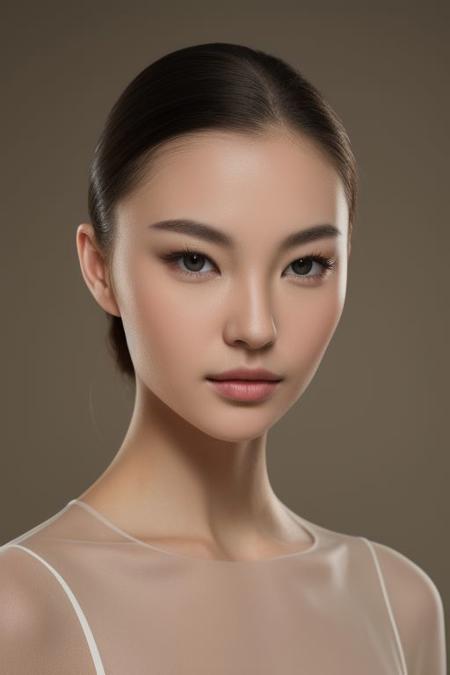 Low key Portrait Photography: Focuses on shadow, flawless smooth white skin shooting under dark condition with low iso, low key, dark, black , shadow, contrast "smooth and consistent rendering": 0.5, "clear delineation from background": 0.4, "accurate anatomy and proportions": 0.3, (glass see through beige dress)