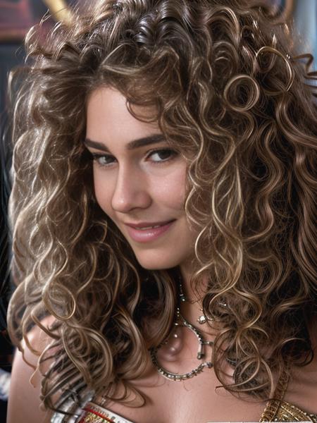 sexy , long hair, DL, curly long hair, smiling, staring at the camera, photography, trending on artstation, sharp focus, studio photo, intricate details, highly detailed, front face, by greg rutkowski <lora:DL:0.9> <lora:add_detail:1>