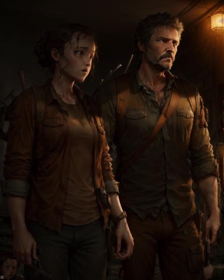 TheLastOfUs <lora:TheLastOfUs-000001:0.7> a joel 1man and a 1girl ellie