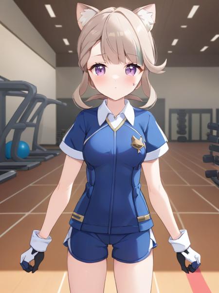 <lora:xl_linnite cat girl-000014:1>,linnite cat girl,gym uniform