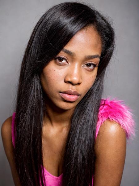 gorgeous 19 year old black woman named Kendra, straight hair, cosplay, pink furry, lipstick, beauty spots, submissive expression, hard shadows, soft lighting, sharp focus, skin details