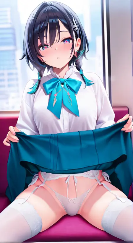 Animal ear and school uniform(skirt lift)