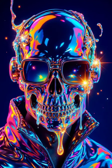 Glowing Molten Neon Liquid