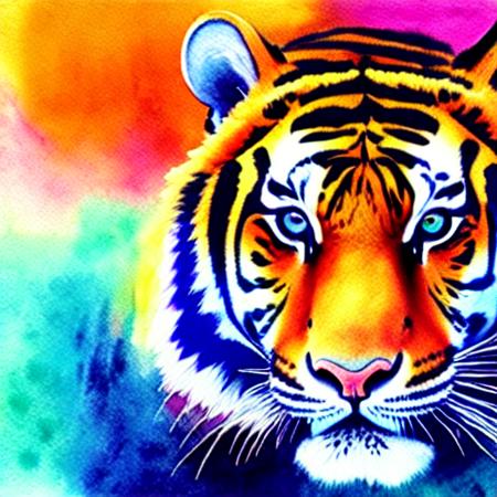 portrait of a tiger, water color illustration in (marc allante style)