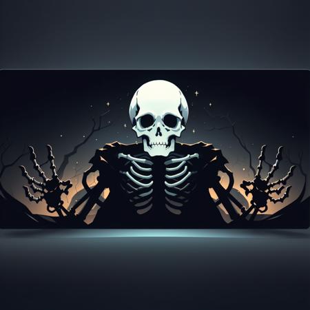 (masterpiece, best quality:1.15), (horizontal banner, no humans:1.1), skeleton, halloween, intriguing,twinkling, simple background, gradient background