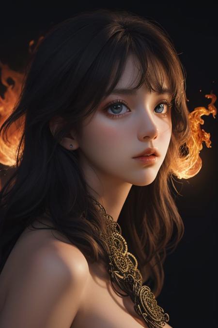 photo of TWbabeXL01, NSFW, official art, unity 8k wallpaper, ultra detailed, beautiful and aesthetic, masterpiece, best quality, realistic, 1girl, extremely detailed, dynamic angle, (zentangle, mandala, tangle, entangle), the most beautiful form of chaos, elegant, a brutalist designed, vivid colors, romanticism, plasma flame,