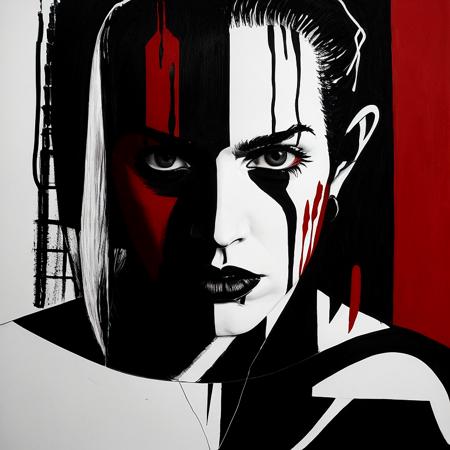 Rage against the machine, Expressionist style, chaos, unique, visionary, bold brush strokes, palette of red, black, and white, fragmented and angular features, deep shadows with sharp contrasts, textured finish, cinematic, dslr, high quality, 32k resolution, RAW photo, (hyper detailed), HDR, UHD, wide angle