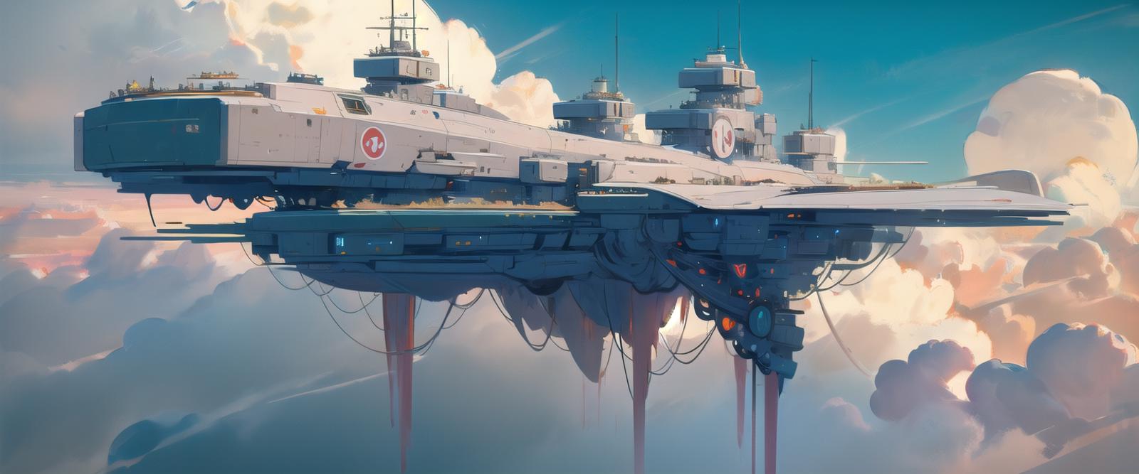 [LoRA] Flying Warship / 装甲空母 Concept (With dropout & noise version) image by L_A_X
