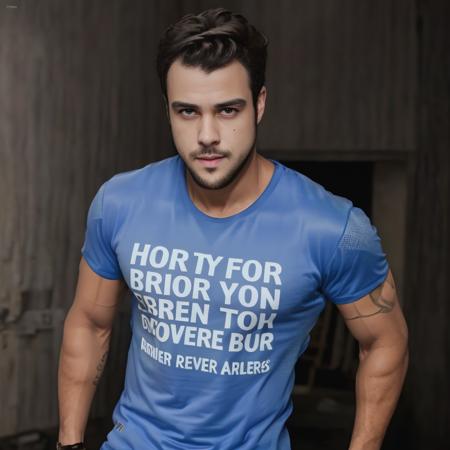 1boy, muscled, t-shirt,  face details  <lora:Joaquim Lopes:1>