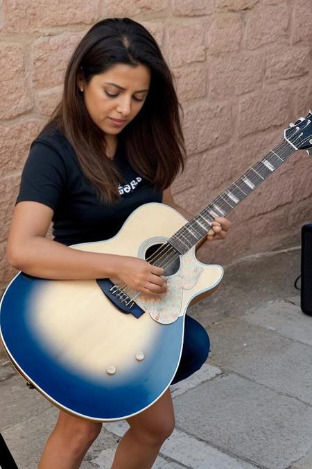 tía dando la chapa con la guitarra