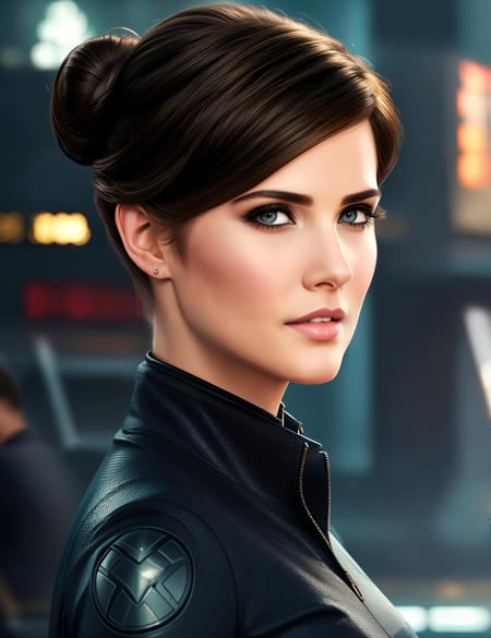 a woman, bun haircut, looking at viewer, avengers, artstation <lora:Cobie_S:0.8>