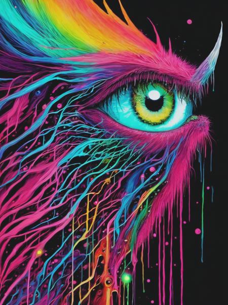 <lyco:AlexPardee:1.0> Alex Pardee's universe brought to life, Brightmares, Brightmare, Alex Pardee, bright colors, neon colors, contrast and clarity, eye popping, photographic quality, high detail